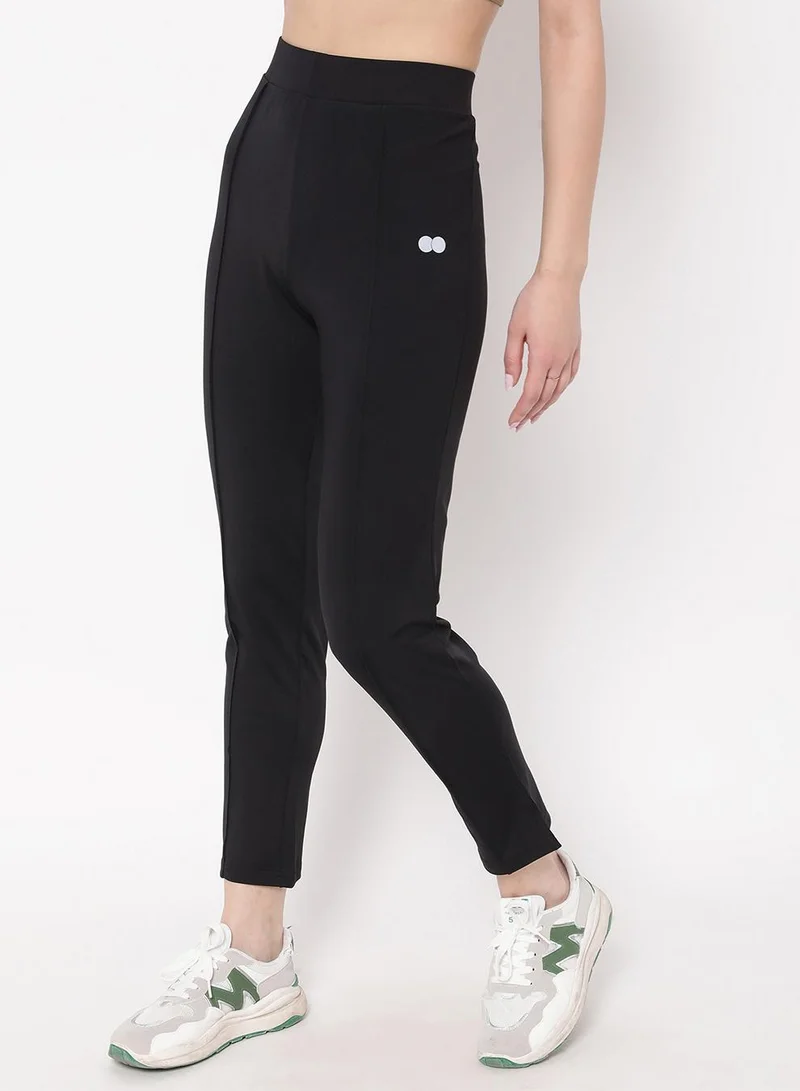 Clovia Black Snug Fit High-Rise Active Straight Pants in Black for Women | Best Price UAE